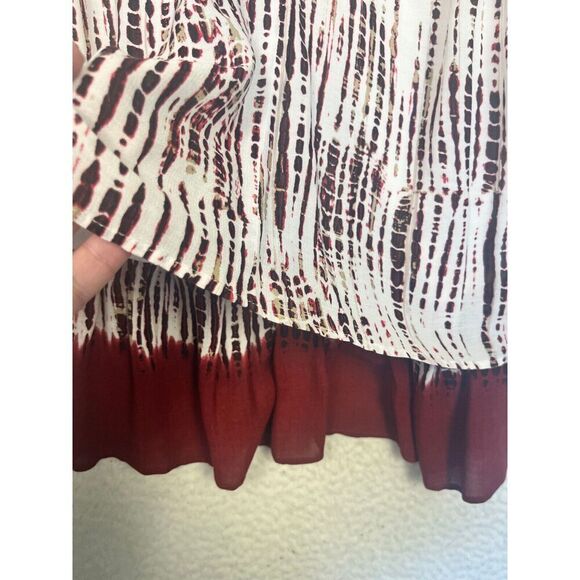 Anthropologie Olivia Layered Tie Dye Tank Red/White Double Strap Viscose Size Sm - Picture 7 of 8